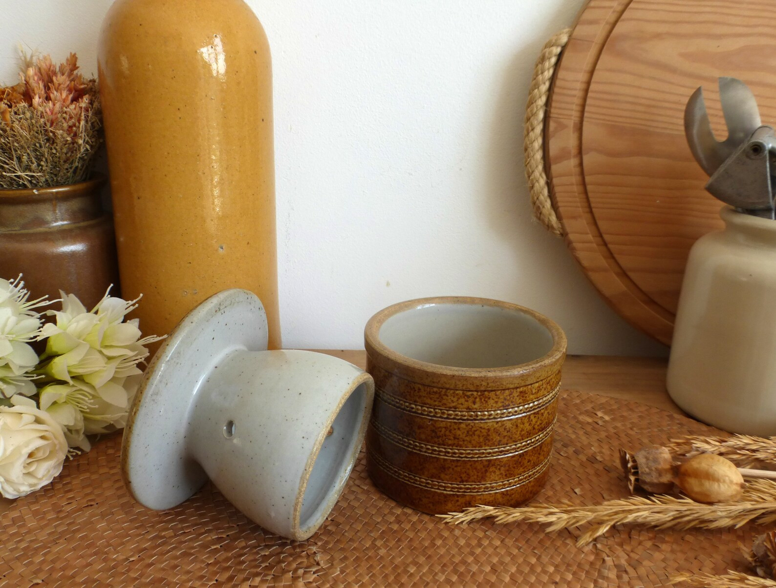 Lovely French Vintage Handmade Glazed Berry Earthenware Stoneware Butter Keeper Holder Rustic Far... | Etsy (US)