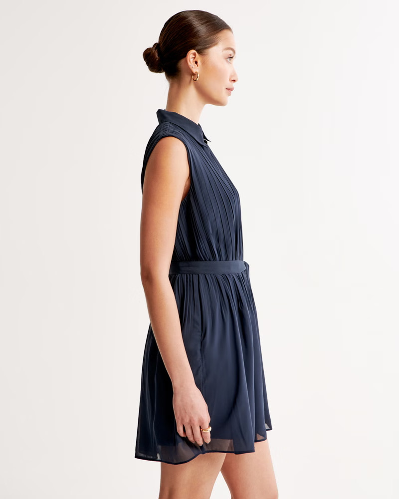 Pleated Mini Shirt Dress | Abercrombie & Fitch (US)