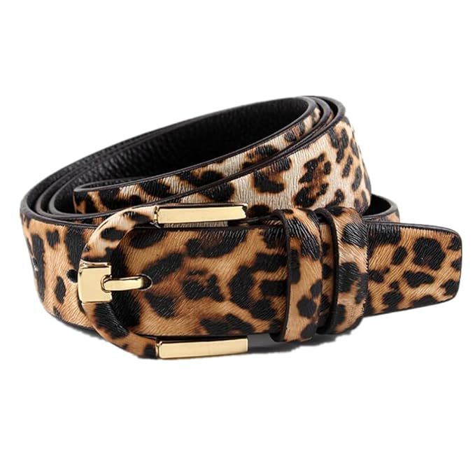 Plus Size Women's Leopard Print Leather Jeans Waist Belts For Women With Gold Buckle | Amazon (US)