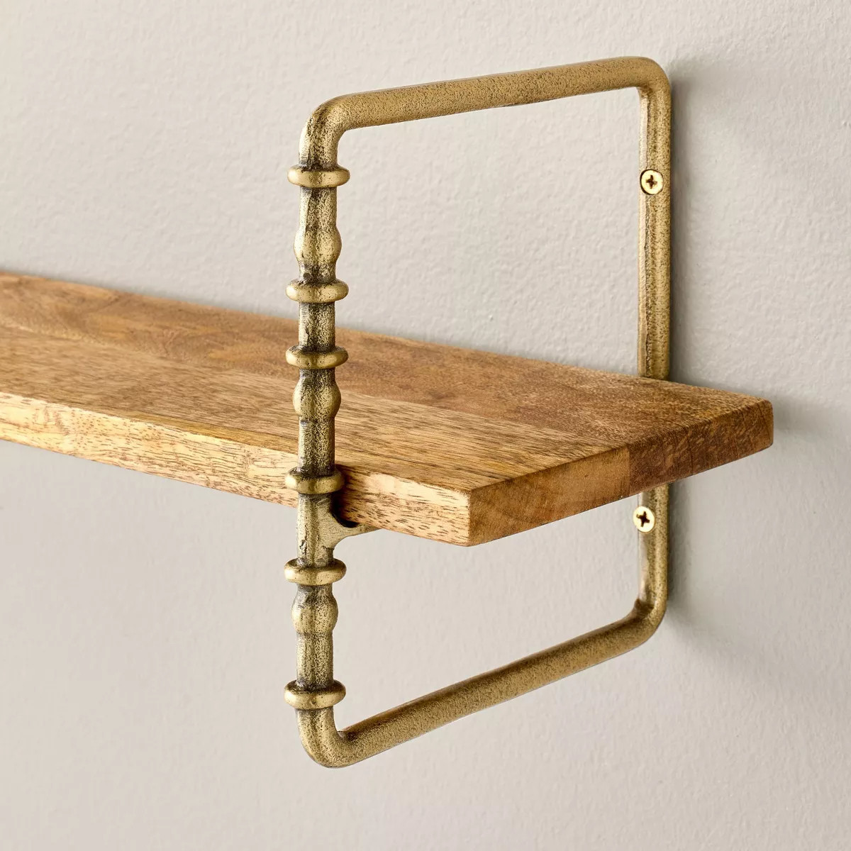 Turned Brass and Wood Wall Shelf - Hearth & Hand™ with Magnolia | Target