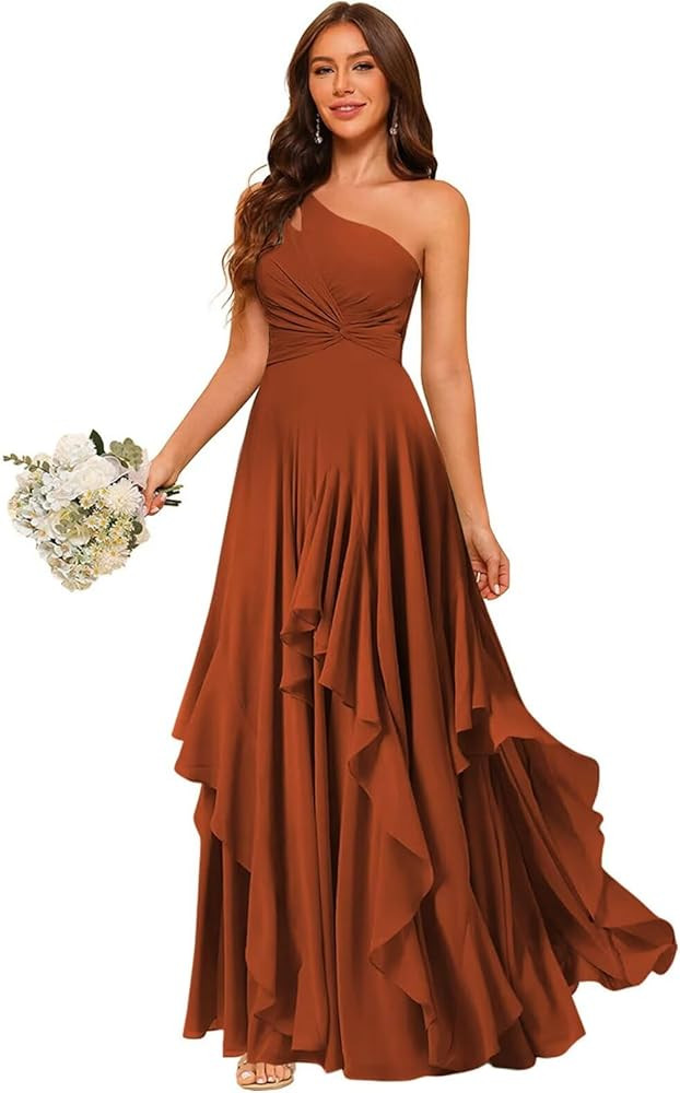 Chiffon Bridesmaid Dresses Burnt Orange Bridesmaid Dress Burnt Orange Wedding Guest Dress Orange | Amazon (US)