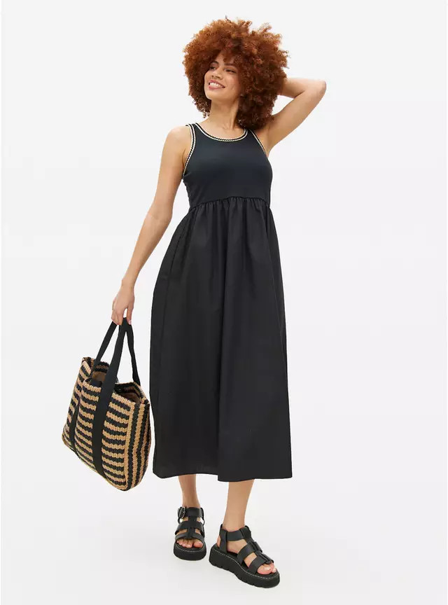 Black Crochet Detail Racer Back Midaxi Dress 16 | Tu Clothing