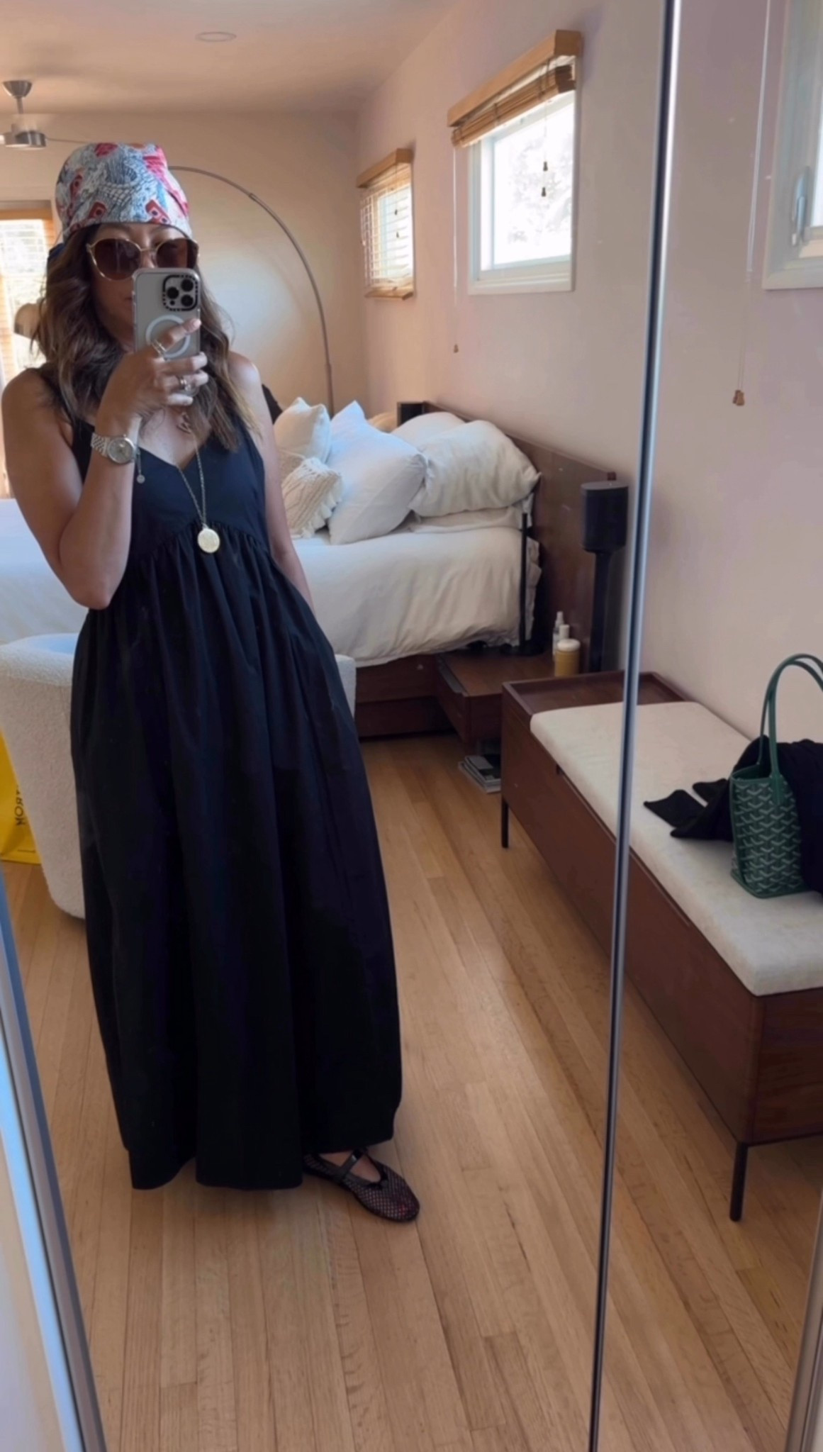 When it’s way too hot for pants 😅☀️This long black sundress is my no brainer summer go-to. Feels like PJs but looks put together (especially when you wrap your hair in a cute scarf and call it a look 💁🏻‍♀️). 

Dressed down, dressed up, beach-to-dinner… this one can do it all. Just add a light cardi for breezy nights or freezing AC, and grab an easy, roomy bag to carry all your essentials (and then some… because you know we don’t travel light 😅). 

Scored these sunnies at the Nordstrom Anniversary Sale and I am obsesseddd 🕶️🔥 The shape, the shade, the attitude… they’re giving everything. Total outfit-maker. 
Dress (size S)
Mesh ballet flats (size 6.5)

#LTKShoeCrush #LTKStyleTip #LTKItBag