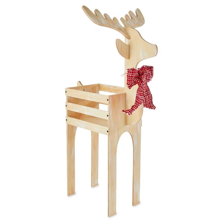 Wooden Reindeer Decoration, 36 in, by Holiday Time | Walmart (US)