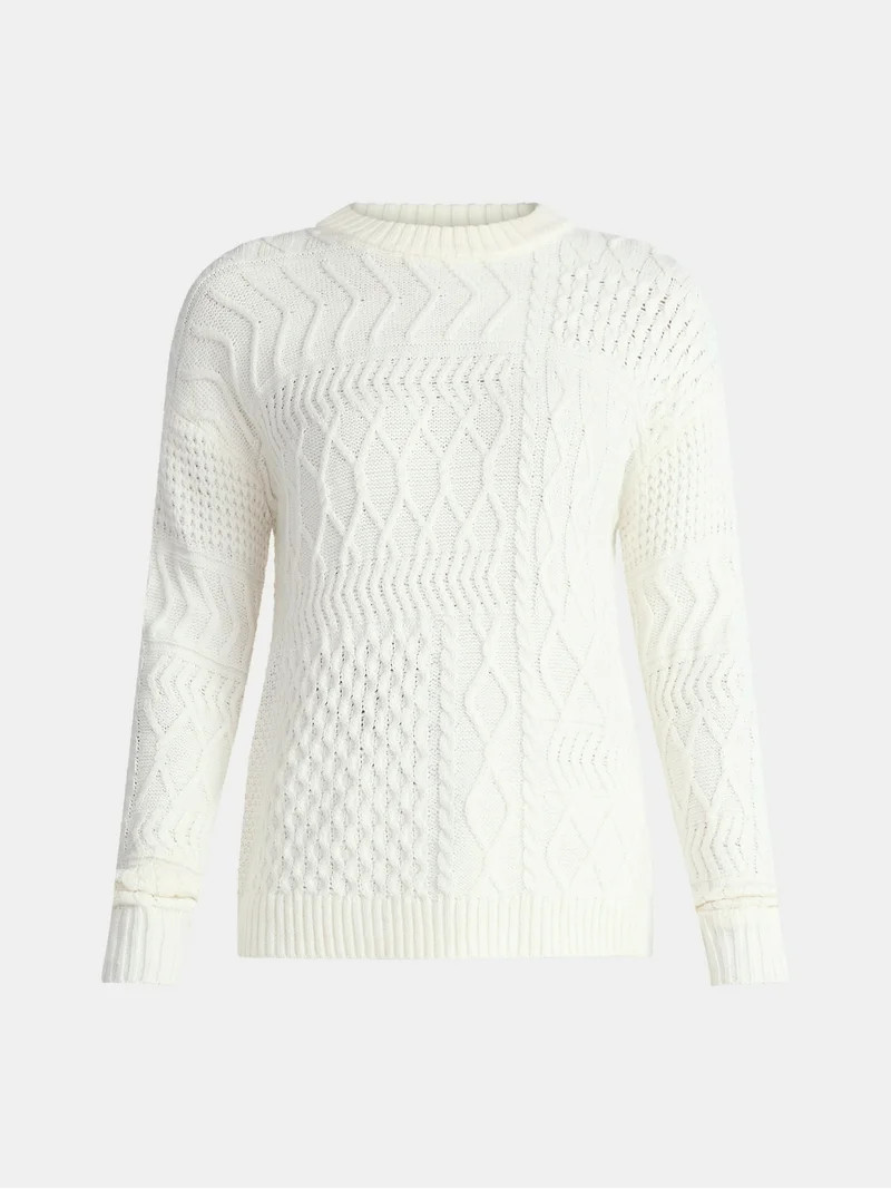 Time and Tru Women’s and Women’s Plus Mixed Stitch Sweater, Midweight, Sizes XS-4X | Walmart (US)