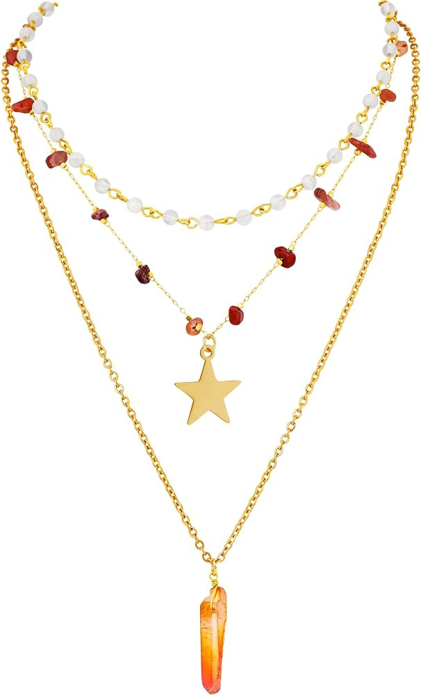 Sacina Layered Crystal Star Choker Necklace, Goth Boho Hippie Summer Beach Necklace, Boho Hippie ... | Amazon (US)