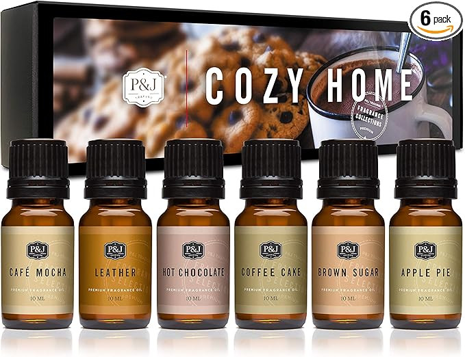 P&J Trading Cozy Home Set of 6 Fragrance Oils - Brown Sugar, Apple Pie, Coffee Cake, Café Mocha,... | Amazon (US)