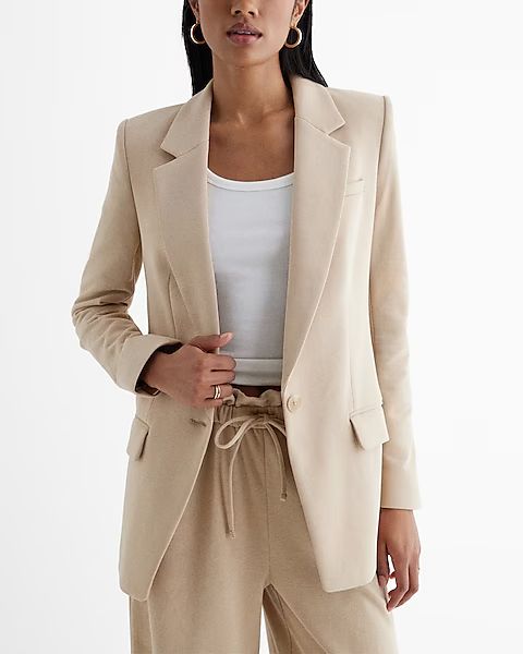 Luxe Comfort One Button Cinched Boyfriend Blazer | Express