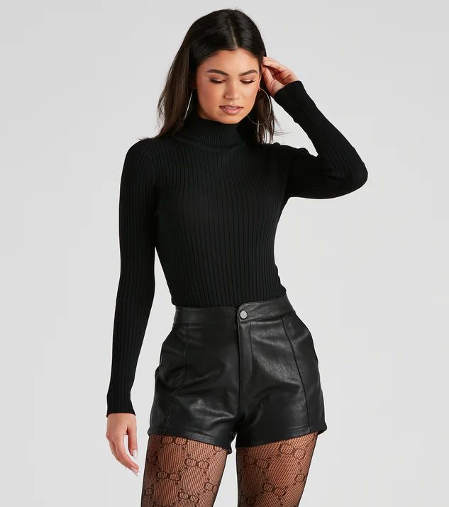 Classic Ribbed Knit Turtleneck Bodysuit | Windsor Stores