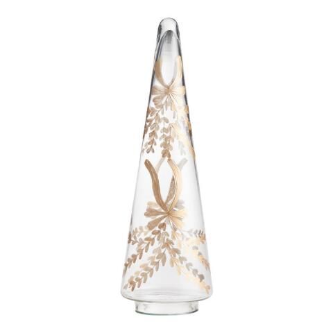 Pier Place Clear Glass and Gold Etched Filigree Tree Decor | World Market