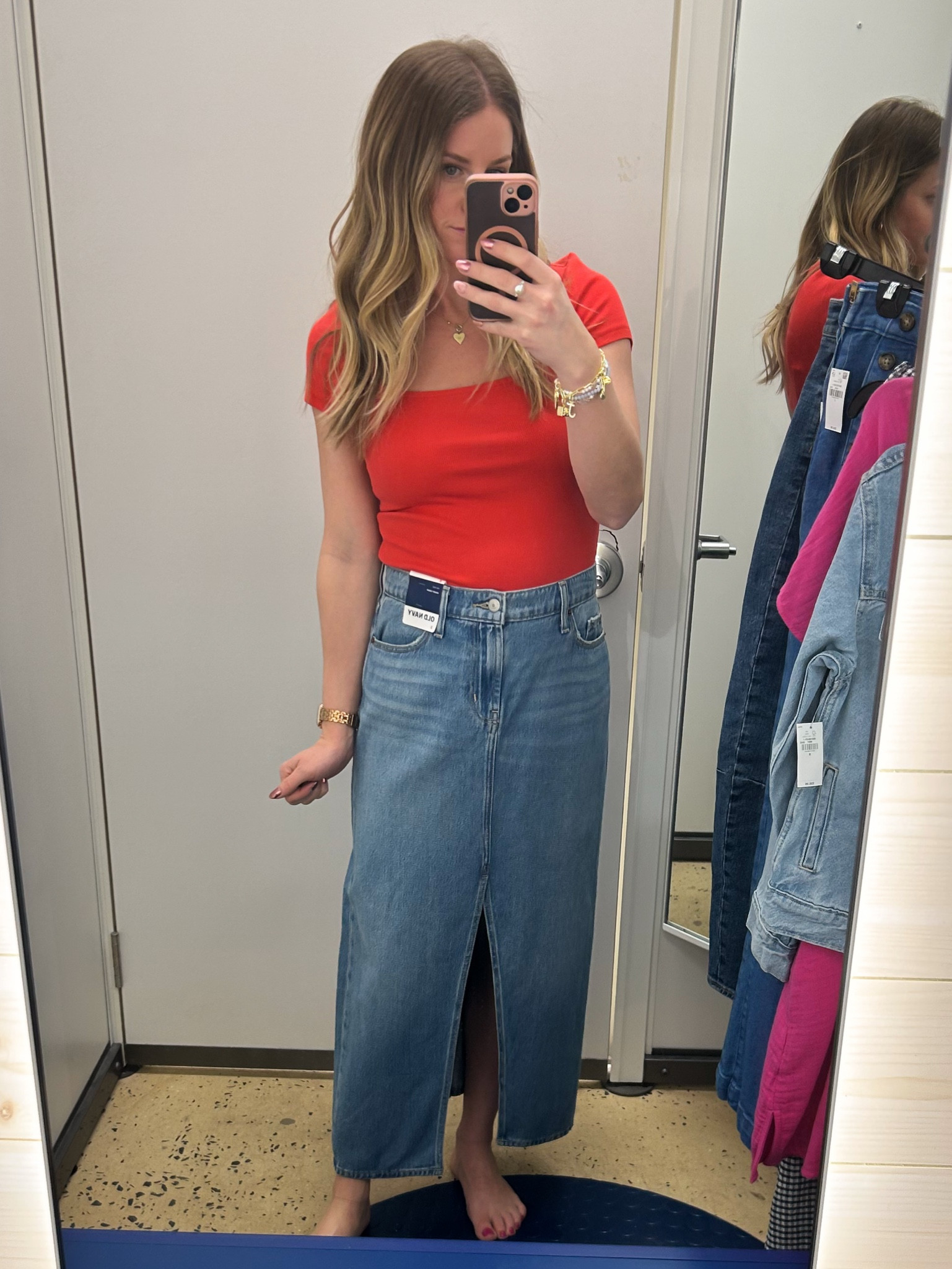 Love this denim midi skirt! Available in a few washes. Sized down one size, Wearing size 2 

#LTKFindsUnder100 #LTKSaleAlert #LTKFindsUnder50