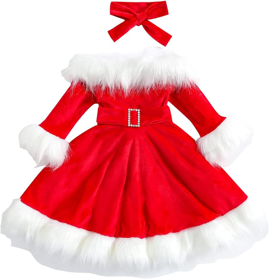 Amazon.com: Yingyingni Santa Claus Costume Dresses for Toddler Baby Girls, Christmas Holidays Cos... | Amazon (US)