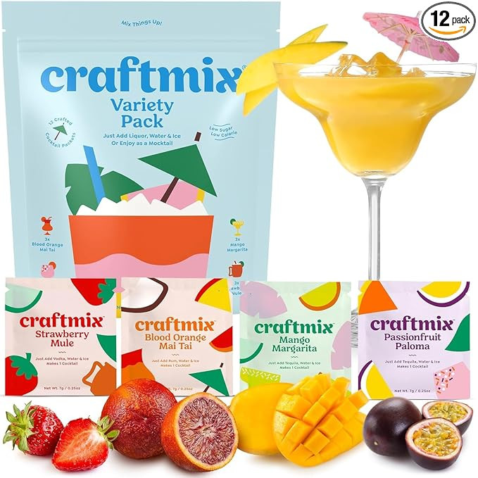 Craftmix Variety Pack Cocktail & Mocktail Drink Mixer, Skinny Mixes - Water Flavoring Packets - M... | Amazon (US)