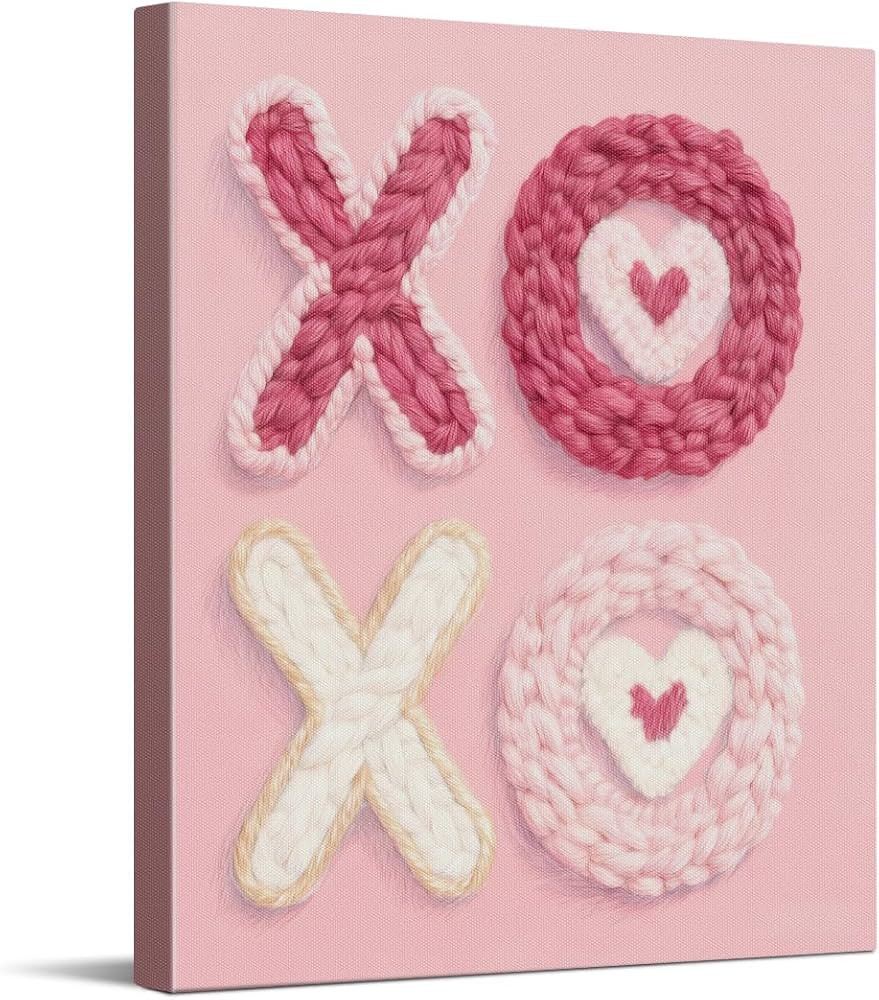 CYFDYVT Adorable Knitted Style XOXO Valentine’s Day Wall Art Print with Heart Design for Romant... | Amazon (US)