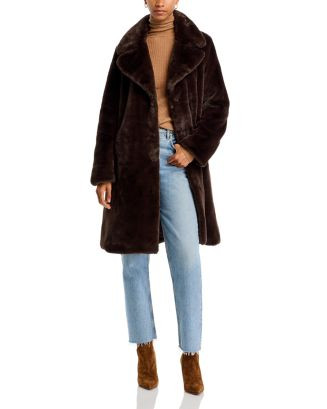 AQUA Faux-Fur Coat with Wide Lapels - Exclusive  | Bloomingdale's Women | Bloomingdale's (US)