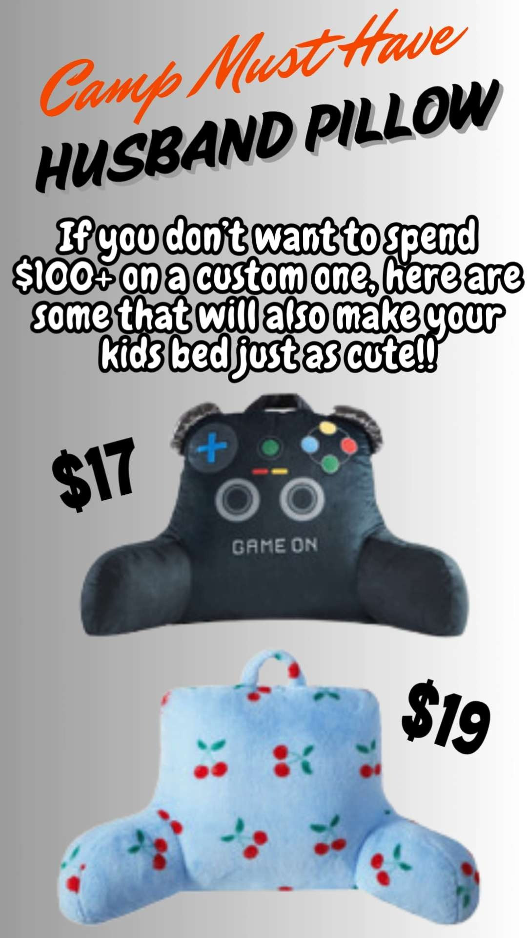 A husband pillow is a must for both boys and girls.  And if you don't want to spend $100+ on a custom one, here are some that will have your kids bed looking equally cute.  These start at $17!  

 #LTKmomlife #LTKSaleAlert #LTKKids