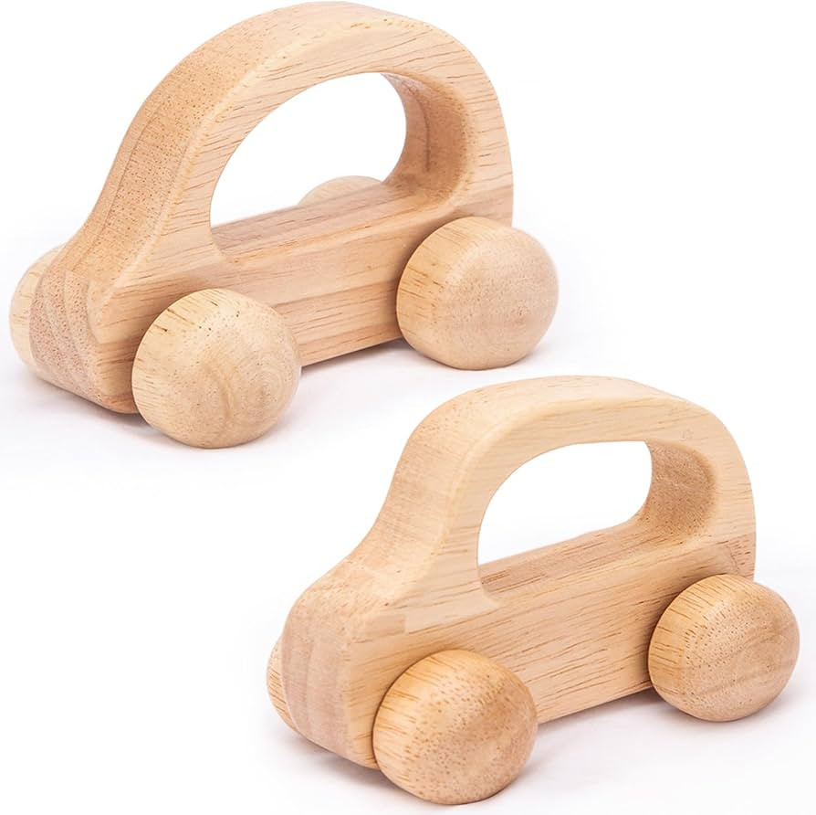 Wooden Baby Cars Toys, 2 PCS Wooden Cars for Toddlers 1-3, Montessori Toys for Babies 0-6-12 Mont... | Amazon (US)