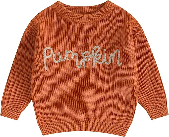 Karwuiio Toddler Baby Girl Boy Knit Sweater Round Neck Long Sleeve Pullover Sweatshirt Fall Winte... | Amazon (US)