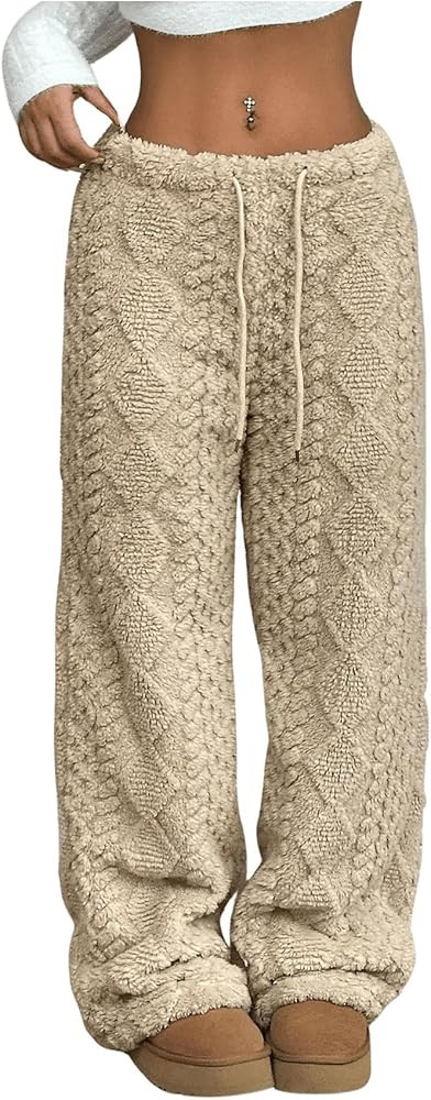GORGLITTER Women's Cable Knit Sweater Pants Low Waisted Knit Warm Pants | Amazon (US)