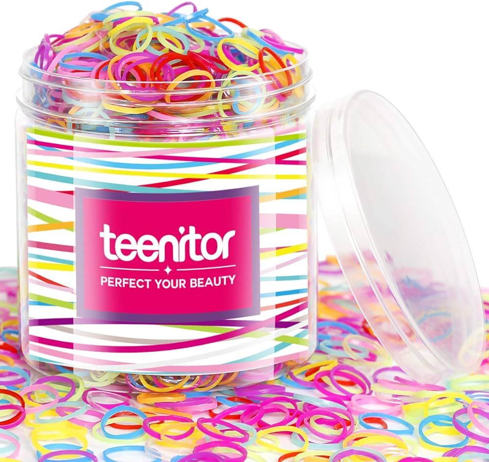 Teenitor Color Elastic Hair Bands, Hair Ties,2000pcs Multi Color Hair Holder Hair Tie Elastic Rub... | Amazon (US)