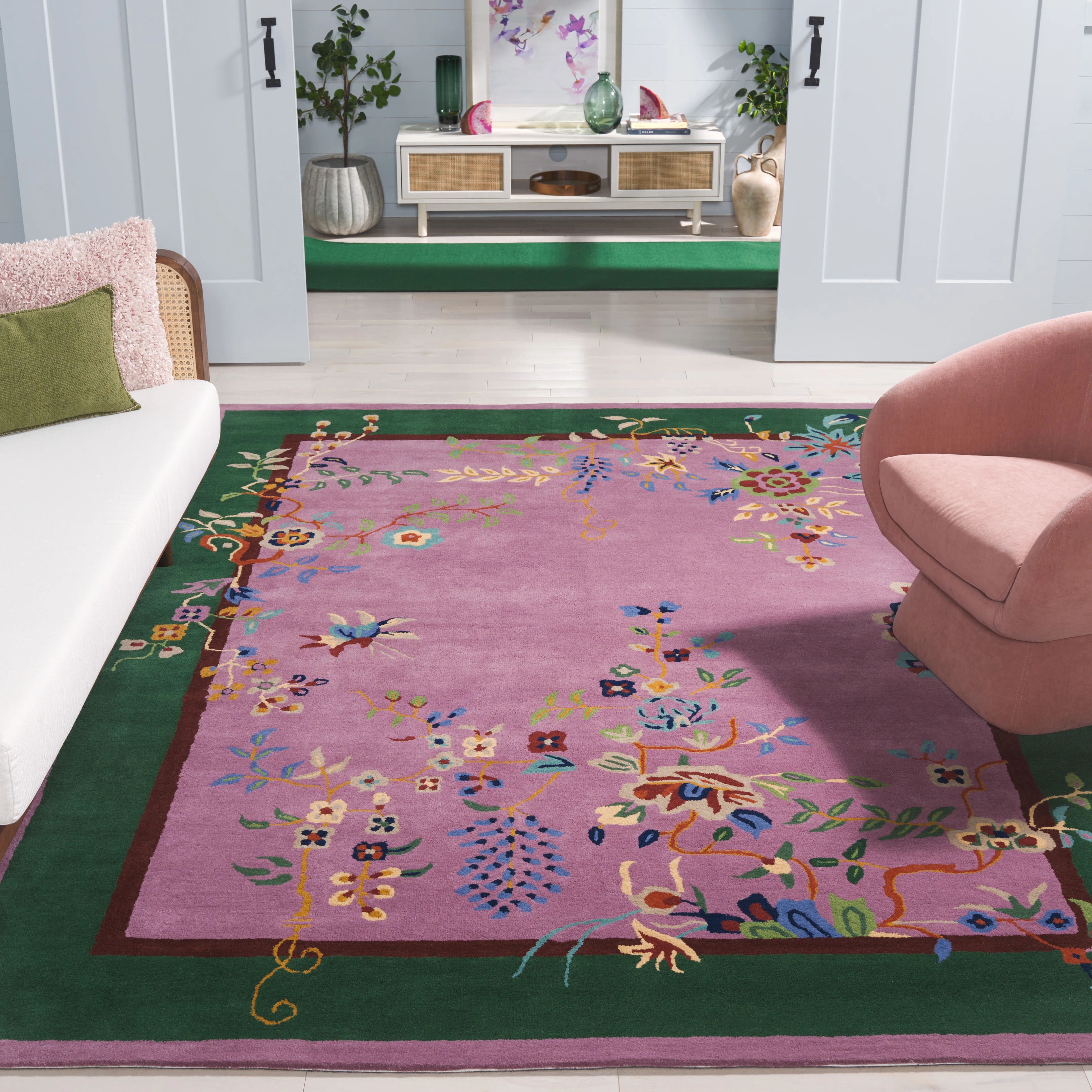 Phaong Hand Tufted Wool/Cotton Floral Rug in Purple/Green | Wayfair North America