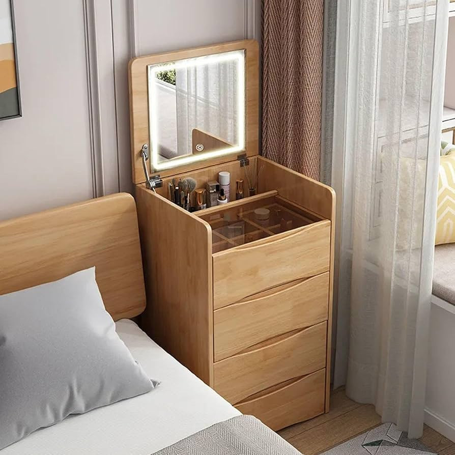 DECORN Dressing Table Set with with Flip-top Mirror 3 Large Drawers and Stool Vanity Makeup Table... | Amazon (US)