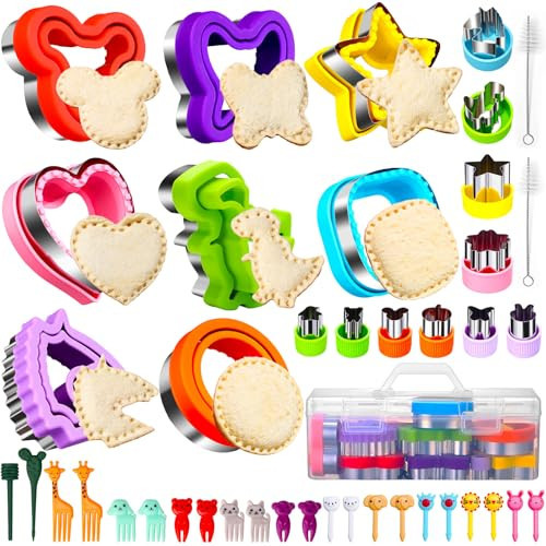 Uncrustable Sandwich Cutter, Sandwich Cutters for Kids Lunch, 43 Pcs Kids Sandwich Cutter and Sealer Set with Storage Case, Crustless Sandwich Cutters Shapes for Girl Boy Lunch & Bento Box Accessories | Amazon (US)
