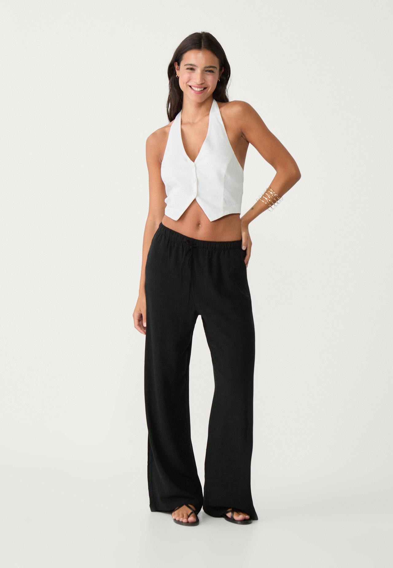 Loose-fitting linen blend trousers | Stradivarius (UK)