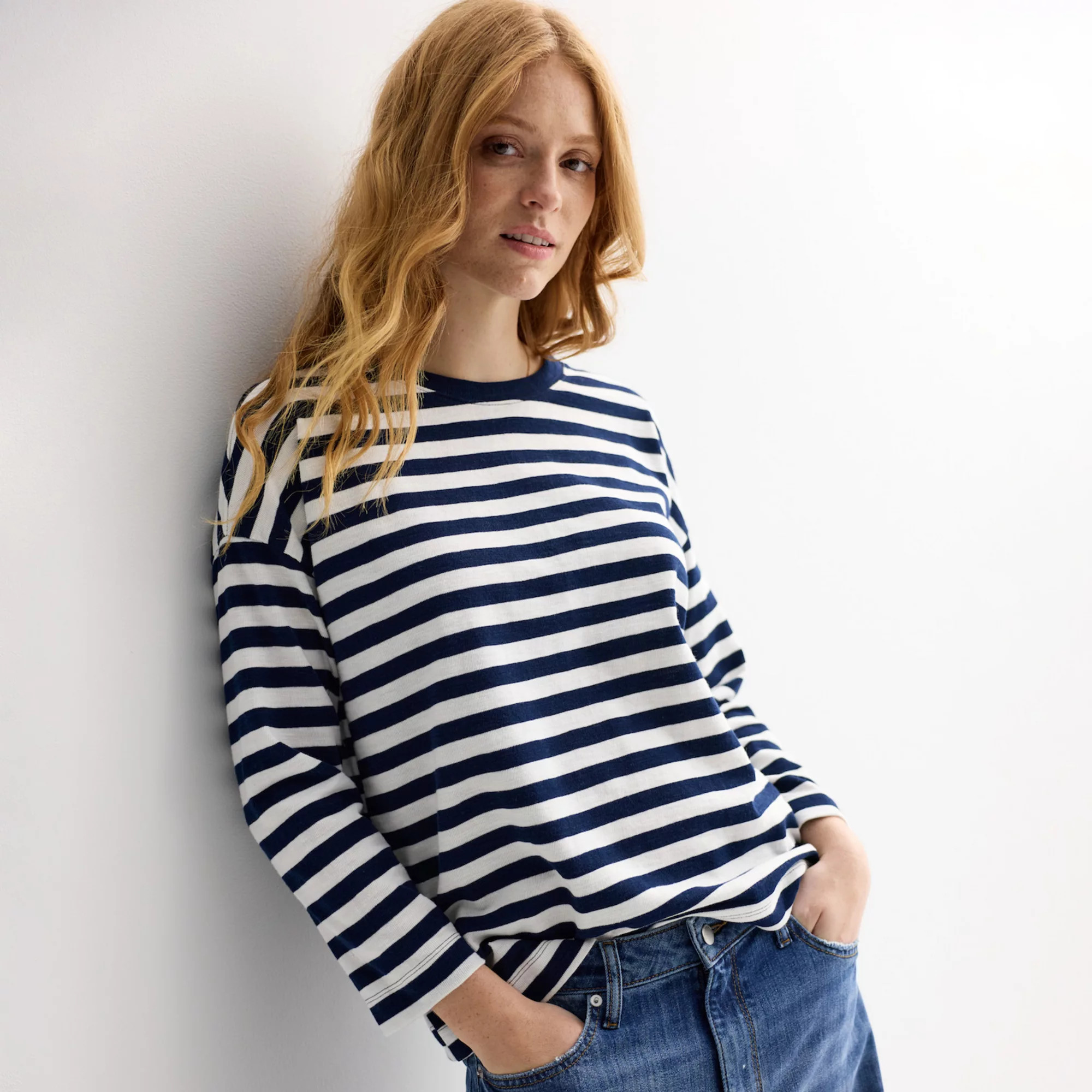 Women's Sonoma Goods For Life® Striped Long Sleeve Boxy Tee | Kohl's