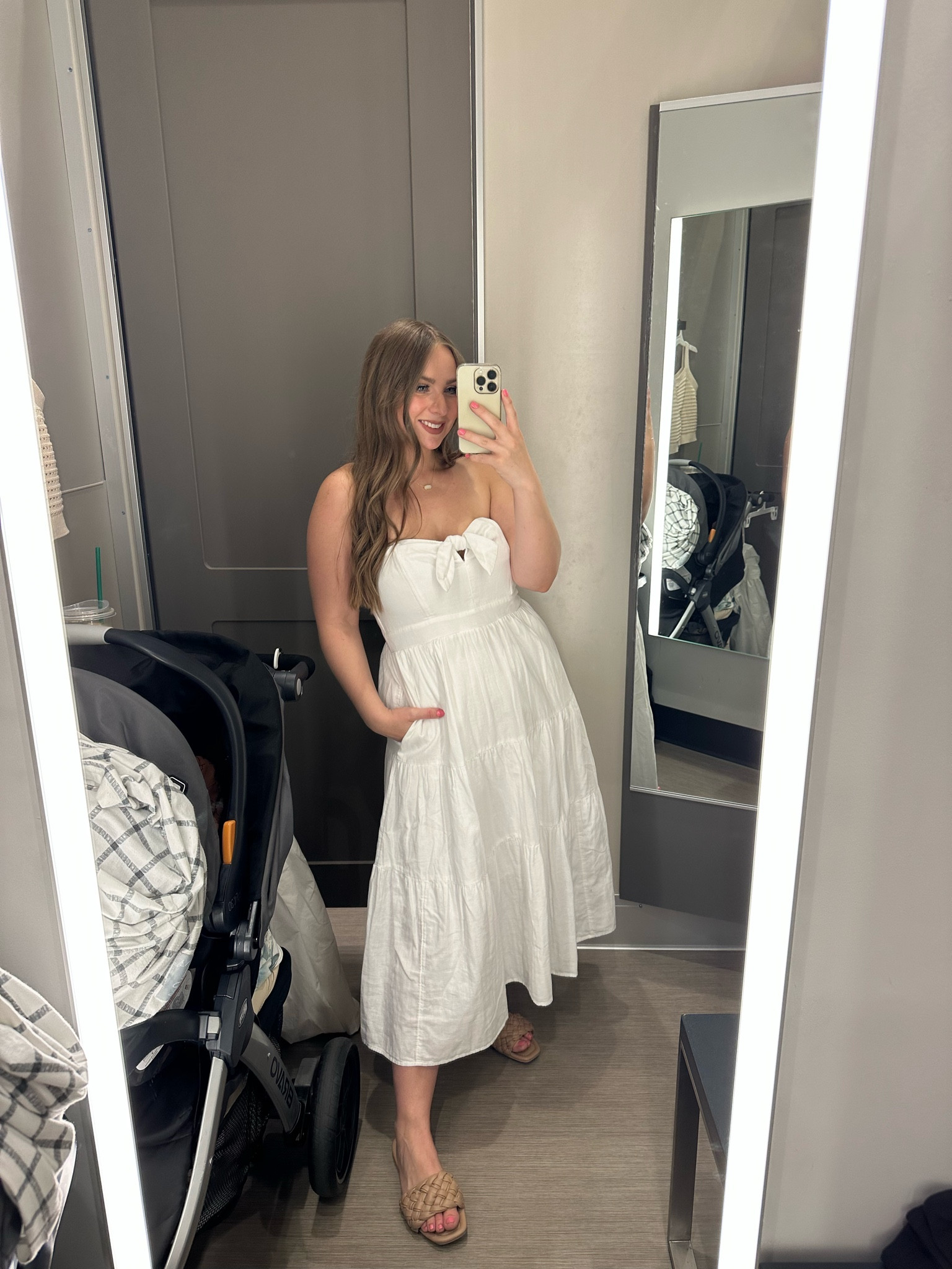 Love this option for bridal showers and grad parties! Also comes in 3 other colors. Pair with a straw bag and braided sandals for spring 🌸 Wearing a medium for size reference!

#LTKunder50 #LTKstyletip