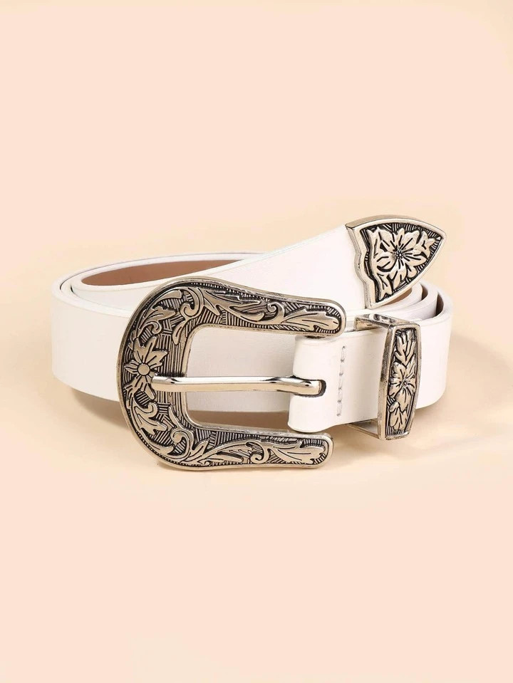 Boho Western Style Buckle Belt For Women, Fashionable All-Match Decorative Leather Belt Halloween | SHEIN