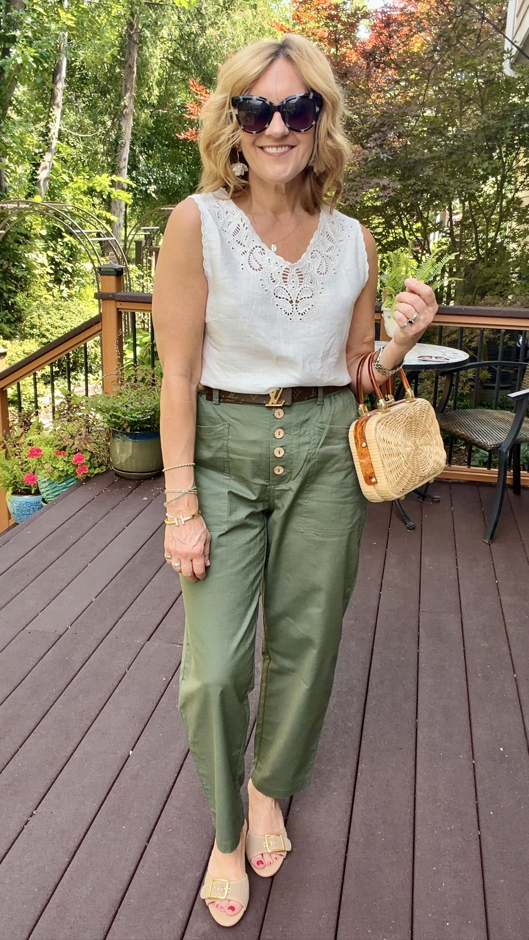 There's just something about linen in the summertime. 🤍
I'm always looking for pieces that feel as good as they look, and this outfit checks every box.
The Waverly Tank from Lintico is crafted from 100% linen and features beautiful paisley cutwork embroidery, a flattering V-neckline, and a relaxed silhouette that keeps you cool while adding an elevated, feminine touch.
Paired with the Heidi Linen Trousers, which feature a classic button-fly front, functional pockets, and a relaxed wide-leg fit, this look is effortlessly polished while still being incredibly comfortable.
These are timeless wardrobe staples you'll reach for all season long—whether you're heading to brunch, on vacation, or simply enjoying a warm summer day.
Which piece is your favorite? 🤍

#LTKootd #LTKOver40 #LTKPetite