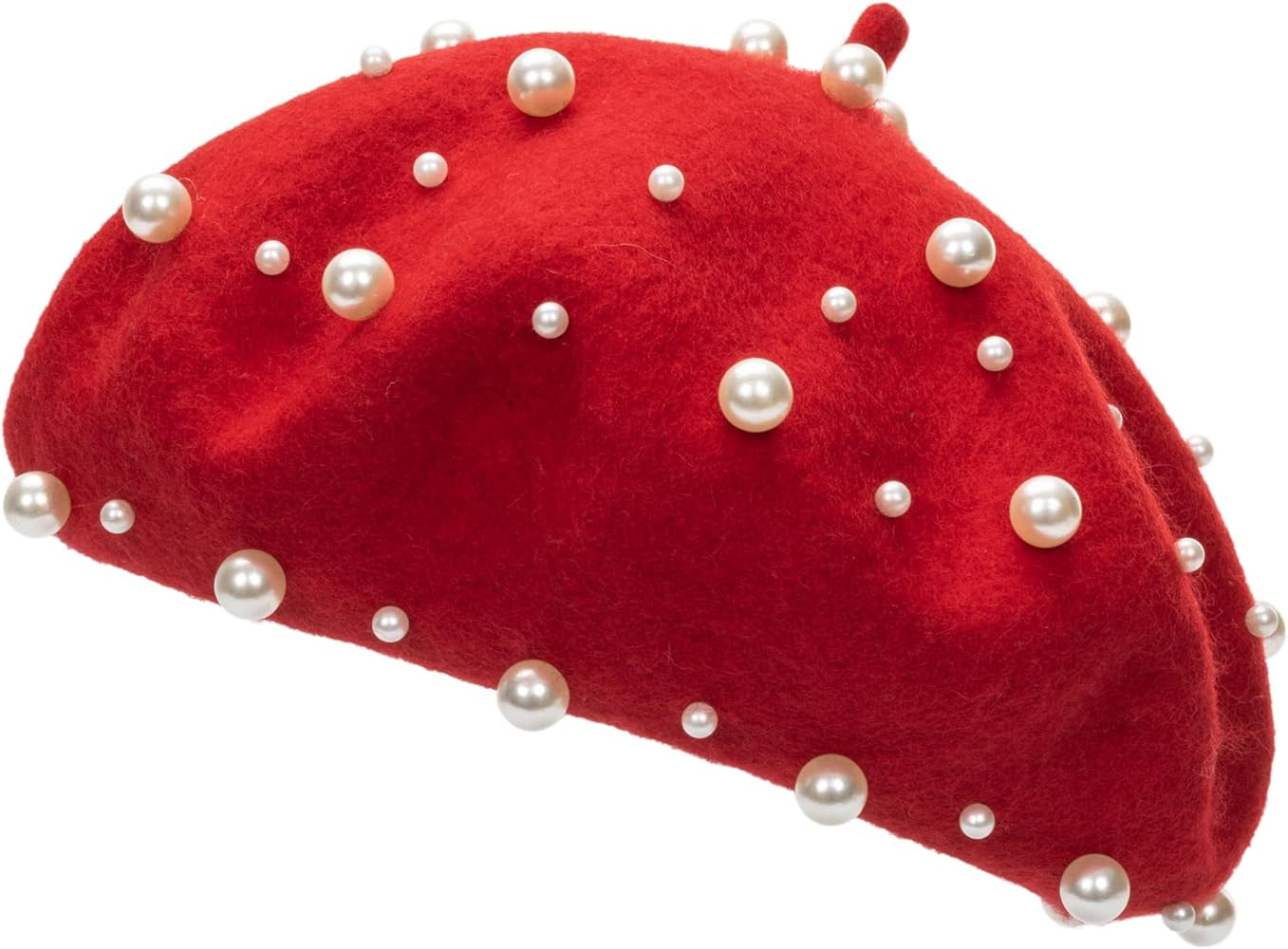 FGSS Pearl Rhinestone Winter Wool French Beret Hat Artist Beanie Cap for Women | Amazon (US)