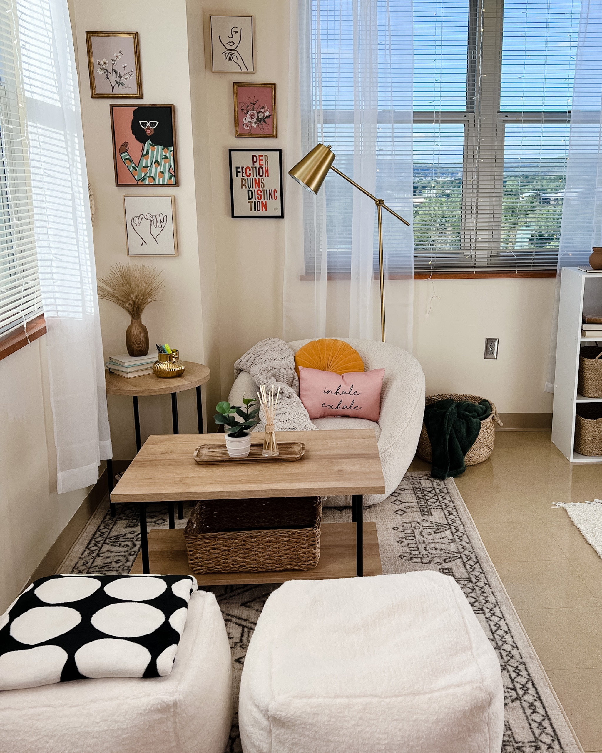 Dorm, dorm decor, college, small apartment, wall art, lamp, chair, ottoman, coffee table, pillows, basket, blanket, accent chair 

#LTKstyletip #LTKunder100 #LTKhome