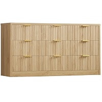 TEENFON Fluted 6 Drawer Dresser for Bedroom, Wide Modern Chest of Drawers with Metal Handle, Curv... | Amazon (US)