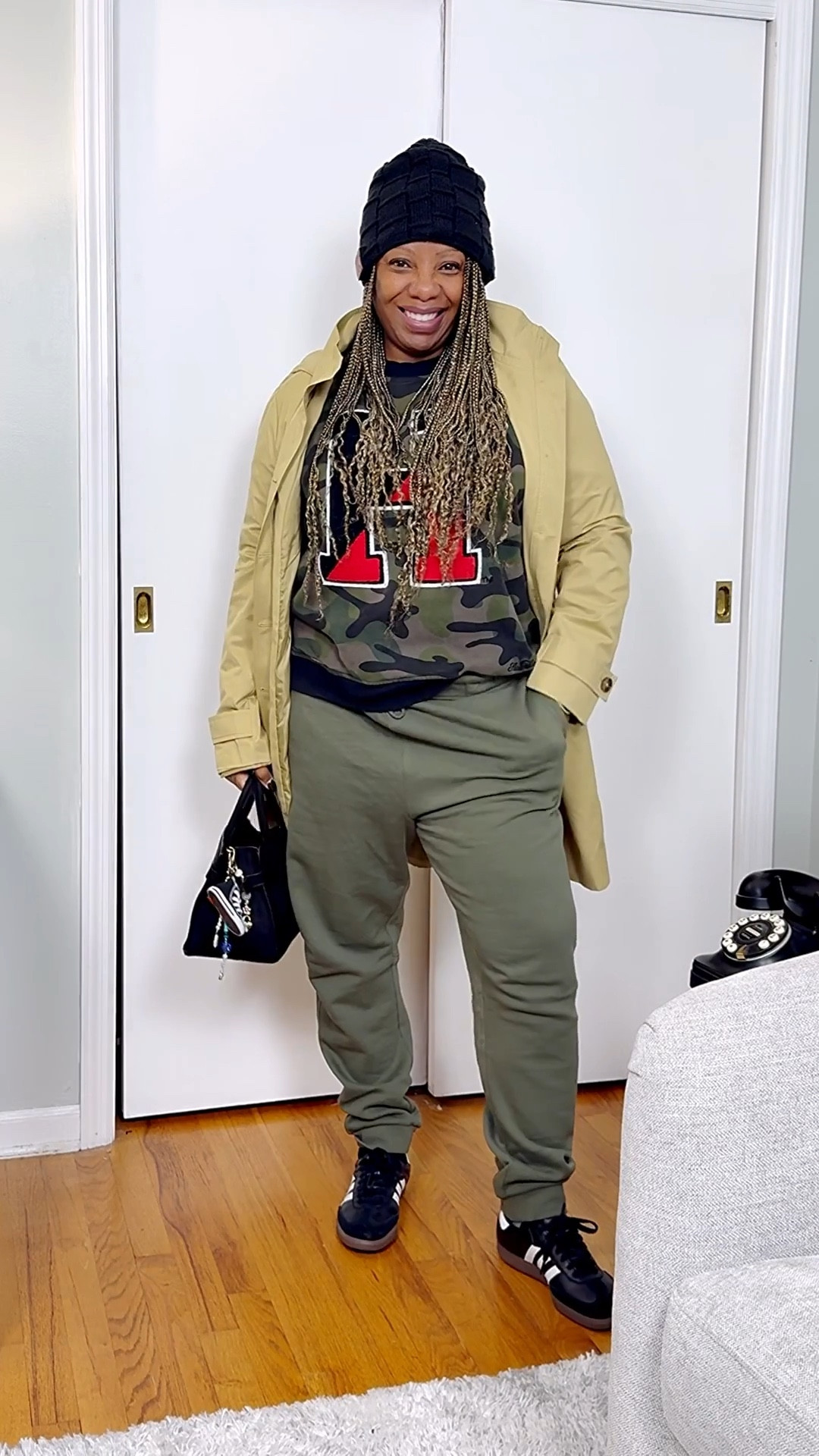 Outfits by Miki | Camo + Joggers + Bluetooth Hat 
Chilly Monday uniform: comfy layers, good sneakers, Bluetooth hat vibes. Exact accessories linked, the rest are close cousins. 😂

#LTKStyleTip #LTKMidsize #LTKOver40