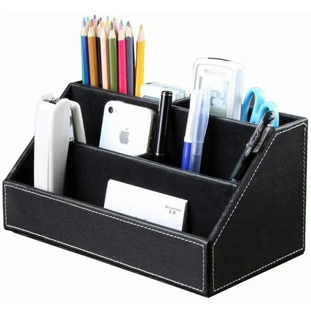 Wood Texture Leather Multifunctional Desk Organizer (Black) | Walmart (US)
