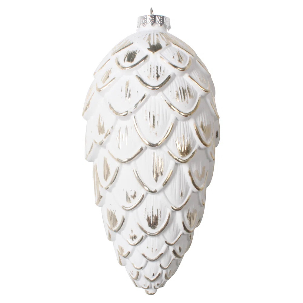 The Holiday Aisle® 8" Champagne Brushed Pinecone Christmas Ornament, Pack Of 2 | Wayfair North America