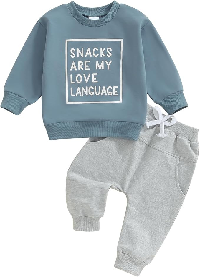 Toddler Baby Boy Fall Winter Outfit Long Sleeve Letter Print Sweatshirts and Jogger Pants Infant ... | Amazon (US)