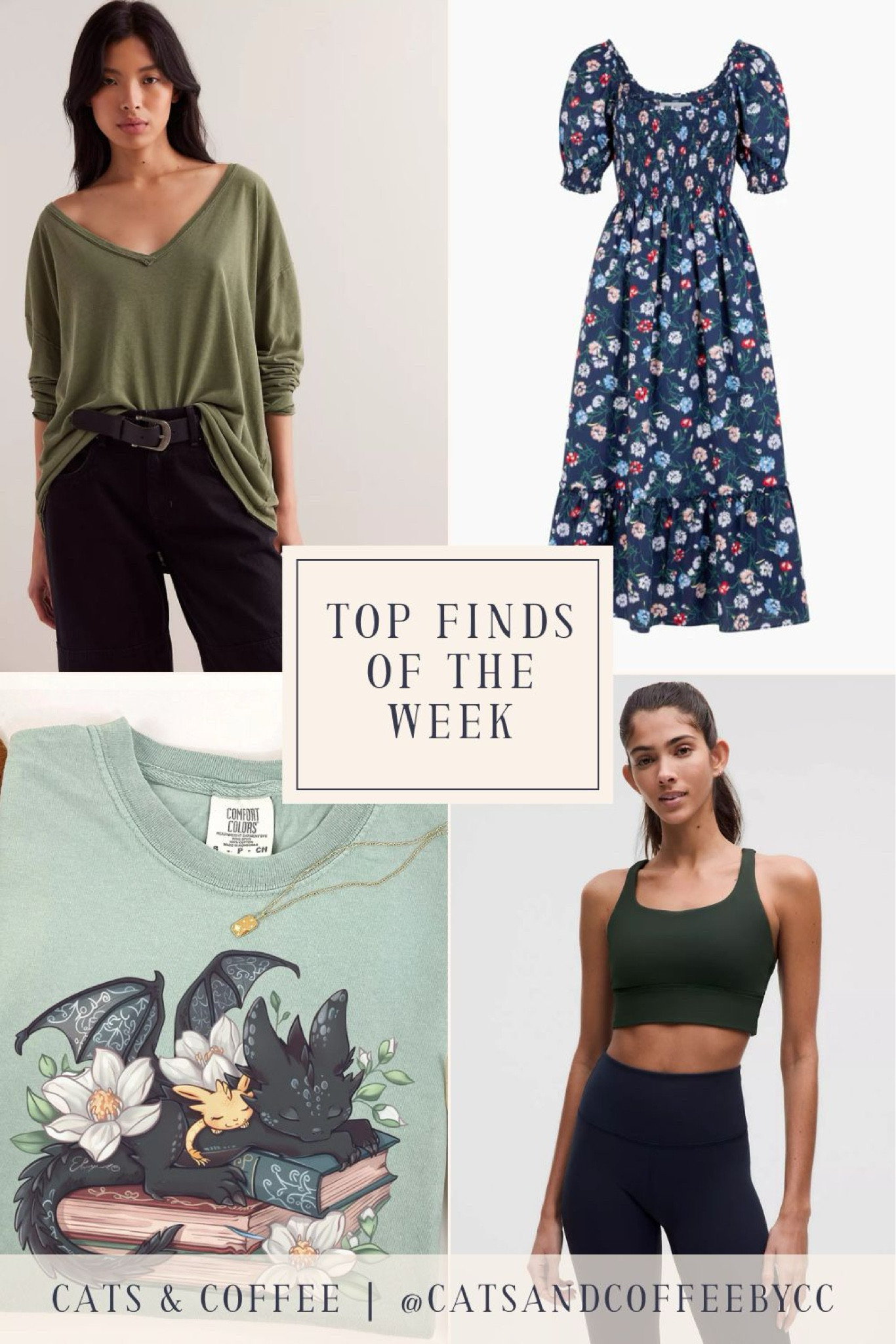 Top finds of the week: a cozy slouchy tee from Free People, a floral favorite shocked dress from Hill House, an adorable Fourth Wing/Onyx Storm themed graphic tee from Etsy, and the comfiest sports bra from Lululemon 🎉

#LTKStyleTip #LTKSeasonal #LTKActive