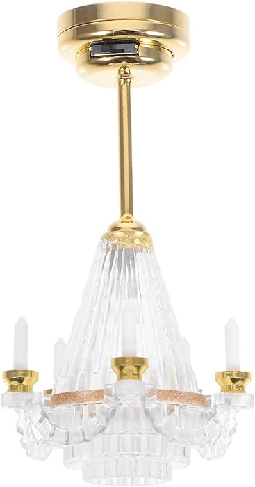TOYANDONA Dollhouse Chandelier - 1/12 Scale Doll House Ceiling Lamp Miniature Dollhouse Lights Le... | Amazon (US)