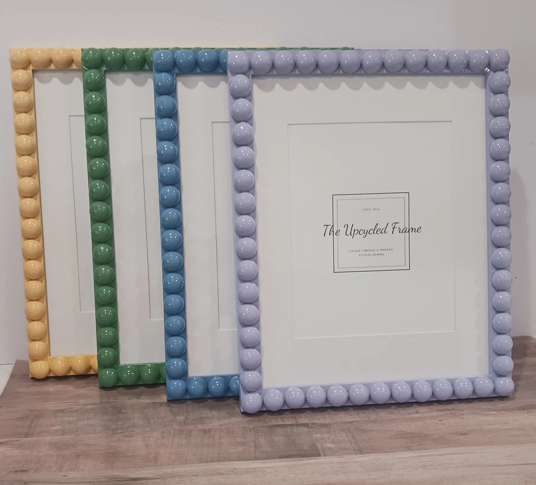 Bobbin Beaded Wooden Custom Glossy Picture Frame THIN Profile Frame Cottage / Eclectic Style Hand... | Etsy (US)