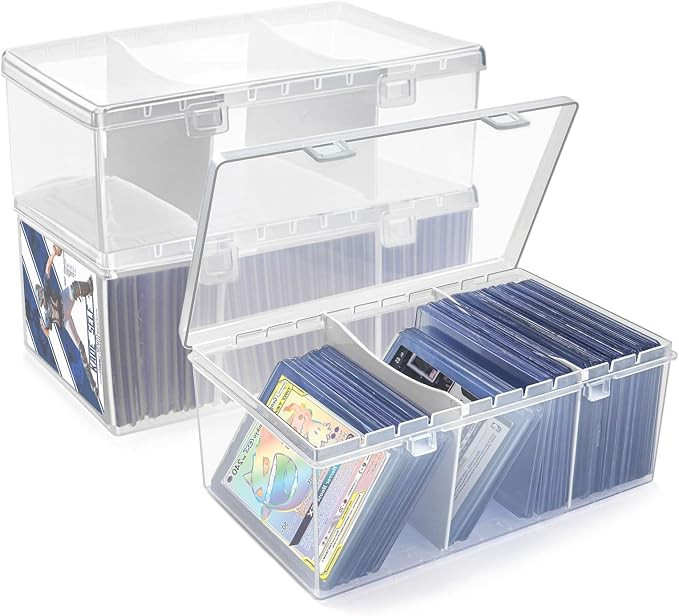 Trading Card Storage Box with 2 Dividers,Toploads Storage Box Plastic Baseball Card Storage Box f... | Amazon (US)