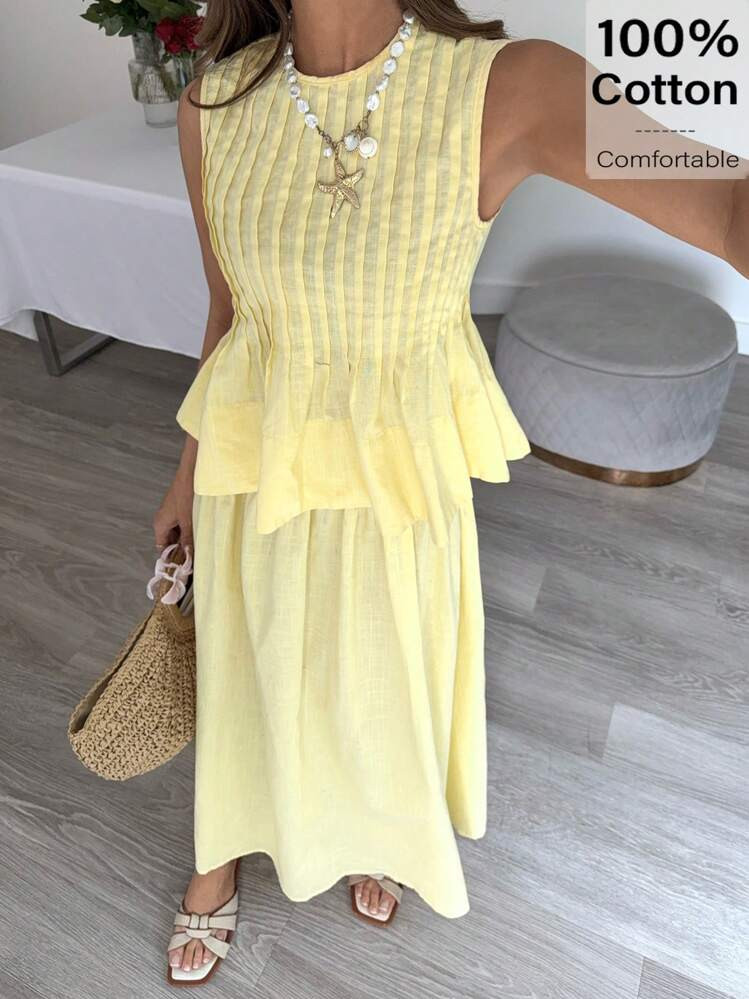 Siren Gaze Elegant & Heavily-Textured Pleated A-Line Skirt, Wrinkle Resistant Work Summer Dresses Women Summer Clothing Women Short Dresses Summer Woman S Summer Clothes Women Summer Sets | SHEIN