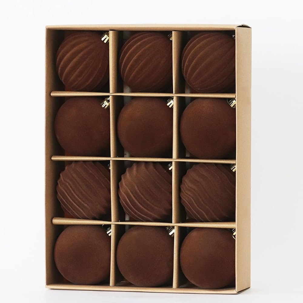 Senjie 2024 Velvet Christmas Ornaments Balls Sets for Christmas, 12PCS Multicolor Xmas Tree Flock... | Amazon (US)