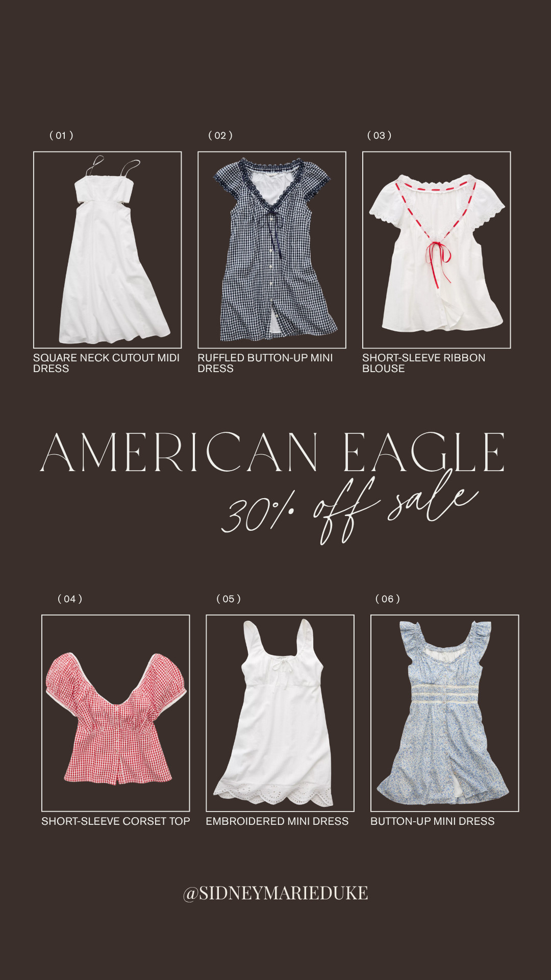 Some of my favorite finds from the American Eagle sale!!

All new arrivals too😊



Summer outfits, summer dresses, mini dress, maxi dress, midi dress, cutout, vacation outfits beach, seasonal, ruffle, sale alert, discount, good deals, sidneymarieduke 

 #LTKootd #LTKSeasonal #LTKSaleAlert