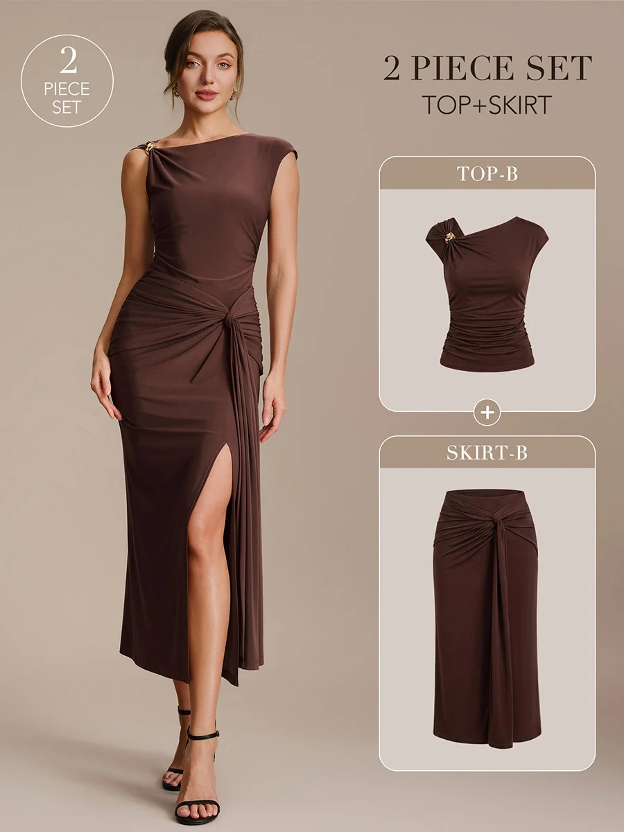Knit Cap Sleeve Asymmetrical Neckline Tops | Ever Pretty Garment Inc