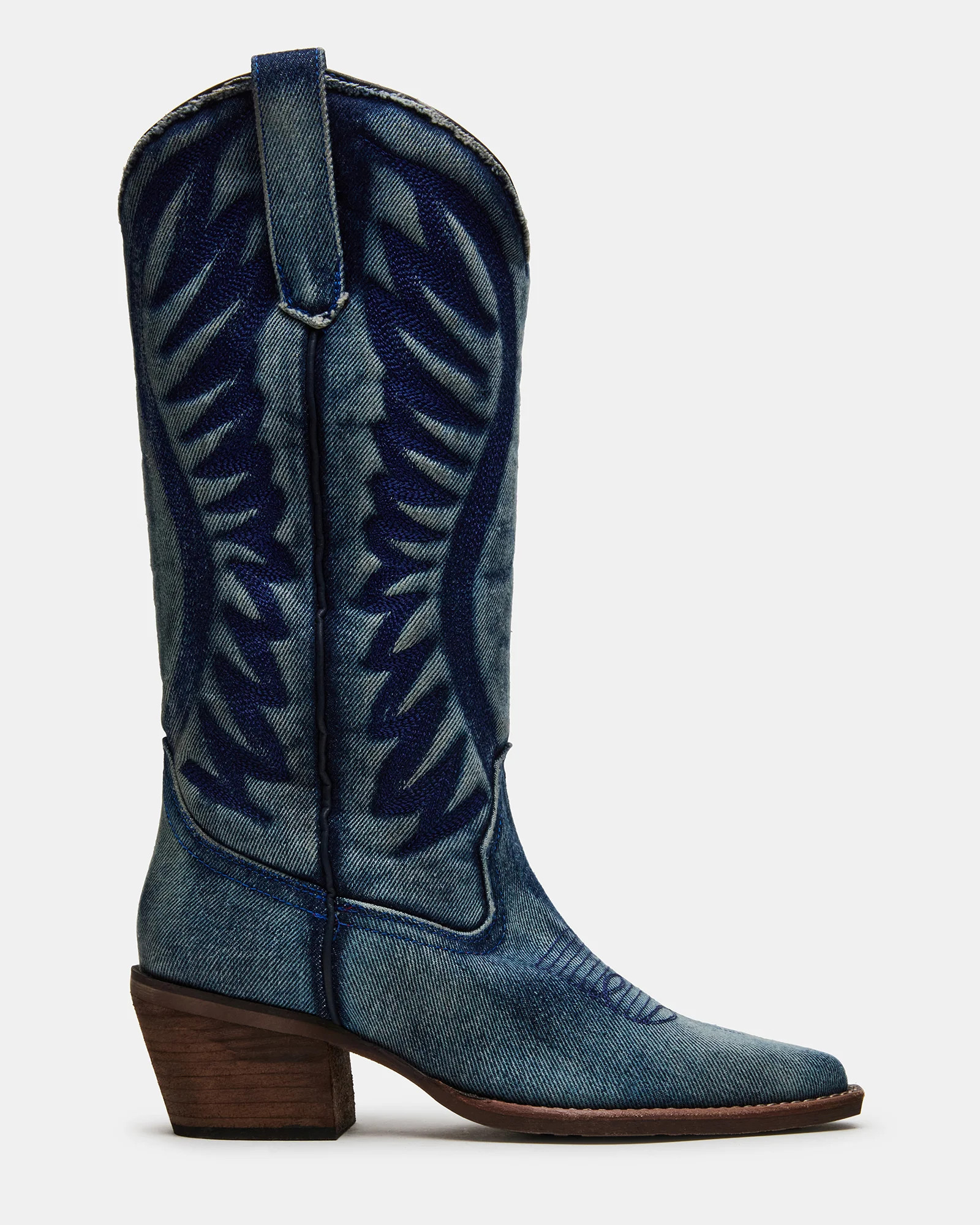 ALBANY Denim Fabric Pointed-Toe Women's Western Boot | Steve Madden (US)