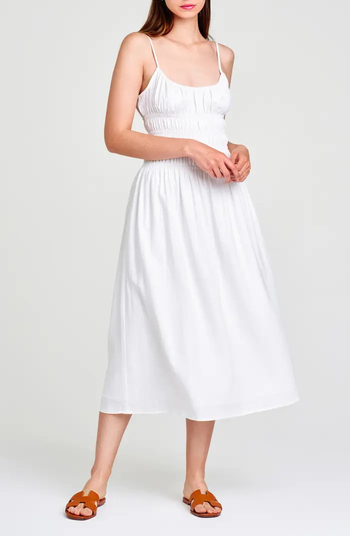 WAYF Isabelle Smocked Linen Blend Midi Sundress | Nordstrom | Nordstrom