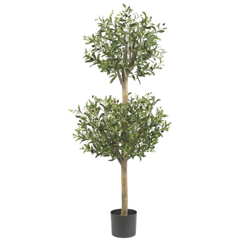 4.5' Olive Double Topiary Silk Tree | Nearly Natural